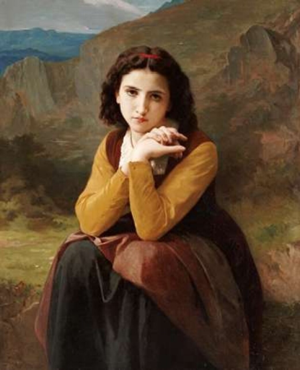 Reflective Beauty. Mignon Pensive Poster Print by William-Adolphe Bouguereau - Item # VARPDX264620
